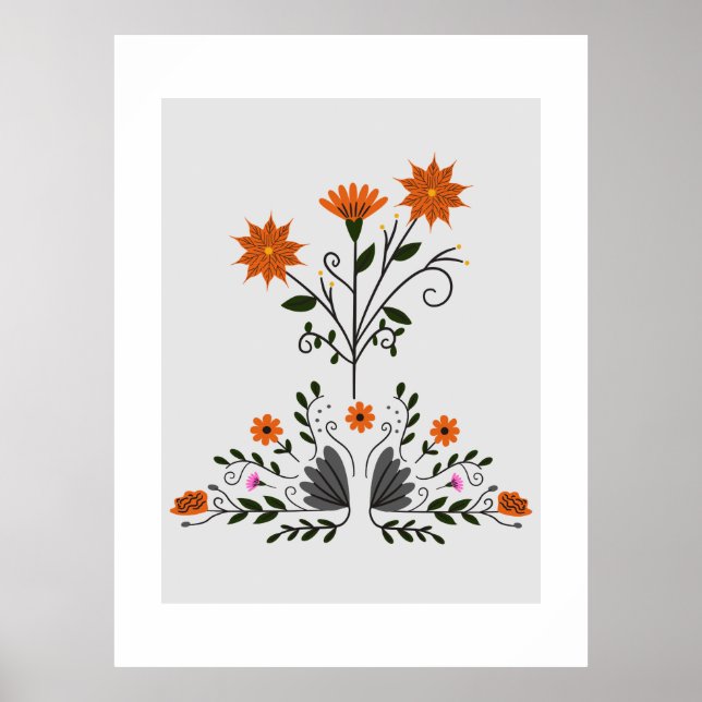 Poster Floral contemporain moderne (Devant)