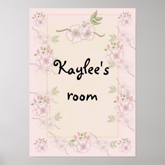 Poster floral de la pouponnière ou de la chambre à (Devant)