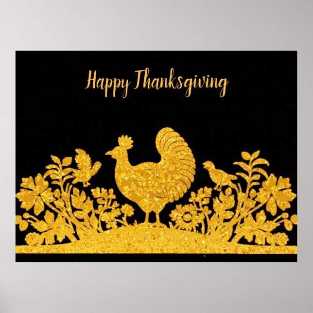 Poster Floral de Turquie Thanksgiving or (Devant)