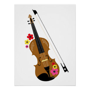Poster Floral de violon mignon