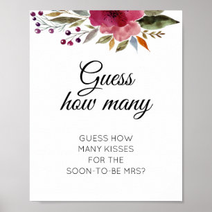 Poster Floral Devant Combien De Baisers Fête des mariées 