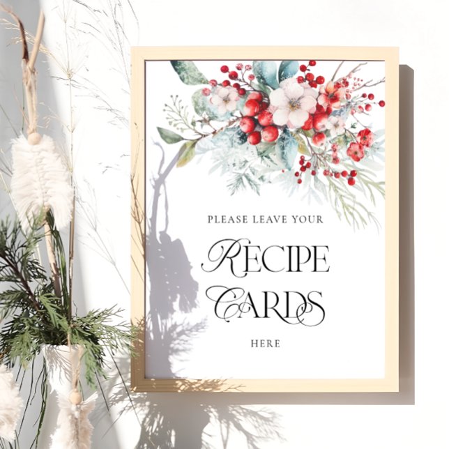 Poster Floral d'hiver Laissez votre carte de recette ici (Créateur téléchargé)