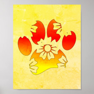 Poster Floral Dog Paw Print