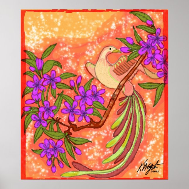 Poster Floral d'oiseaux (Devant)