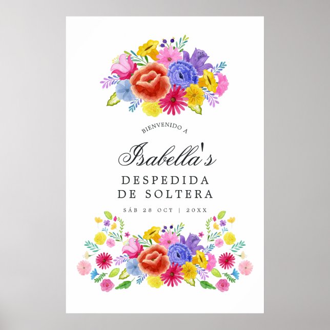 Poster Floral Espagne Fiesta Fête des mariées Bienvenue (Devant)