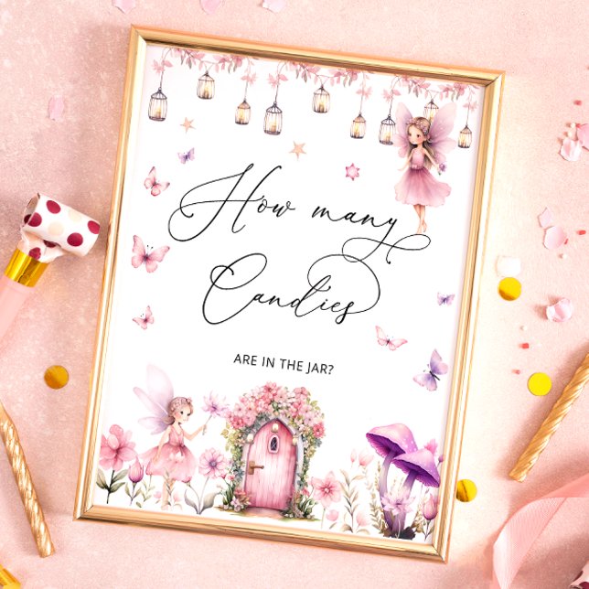 Poster Floral Fairy Garden Combien de bonbons dans Jar Po (Créateur téléchargé)
