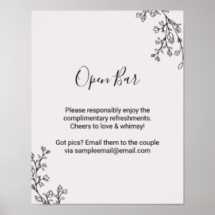 Poster Floral Fairytale Mariage Open Bar