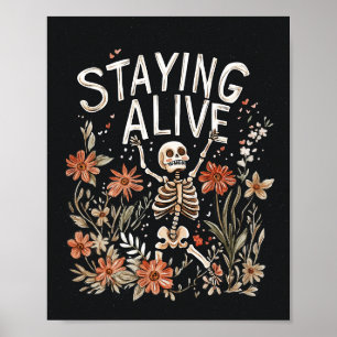 Poster floral Halloween Skeleton Aquarelle