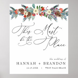 Poster Floral hivernal rustique   Accueil Mariage moderne