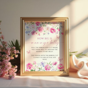 Poster Floral How Big is Mommy's Belly Baby shower Game