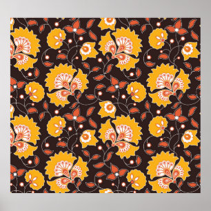 Poster Floral Indien couleur Vintage sans fil