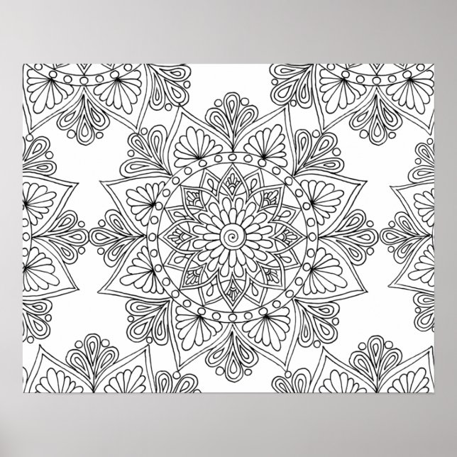 Poster Floral Mandala Motif géométrique Couleur adulte (Devant)