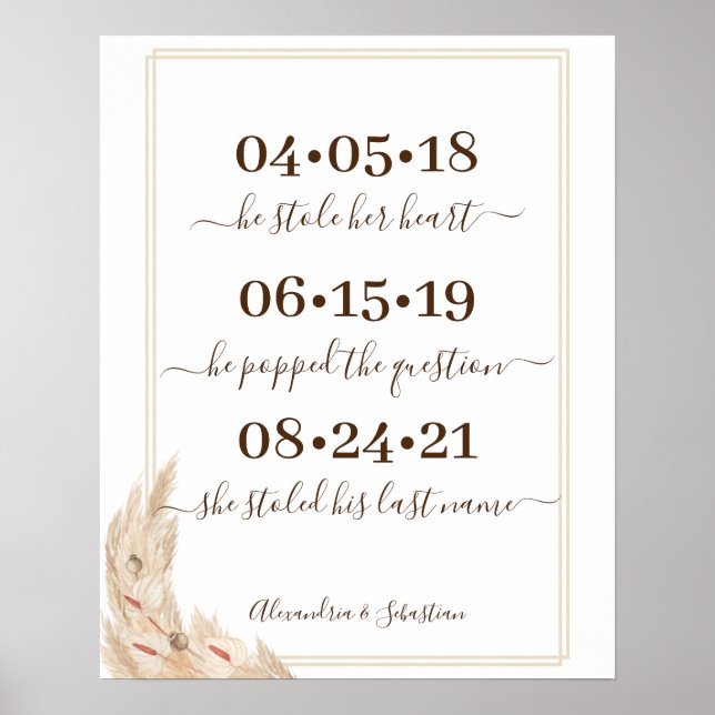 Poster Floral Meilleur Jour Mariage Date Oui Jour Signal (Devant)