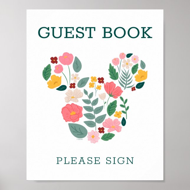 Poster Floral Minnie Souris Baby shower Livre d'Invité (Devant)