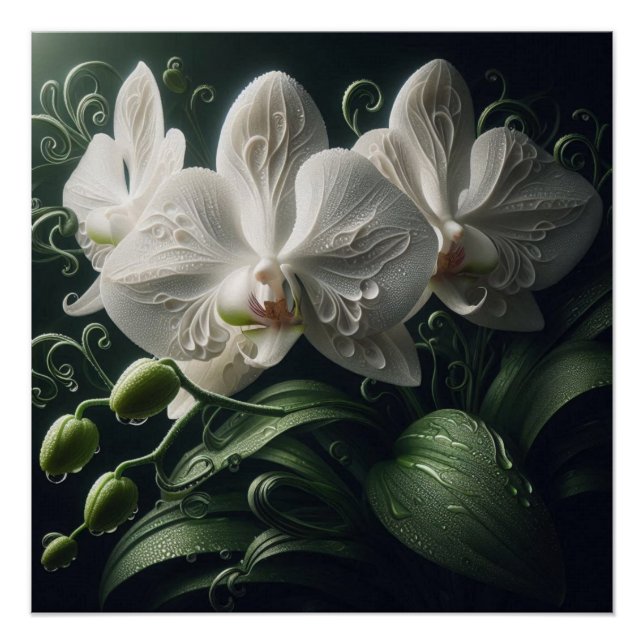 Poster Floral Orchidée blanche (Devant)