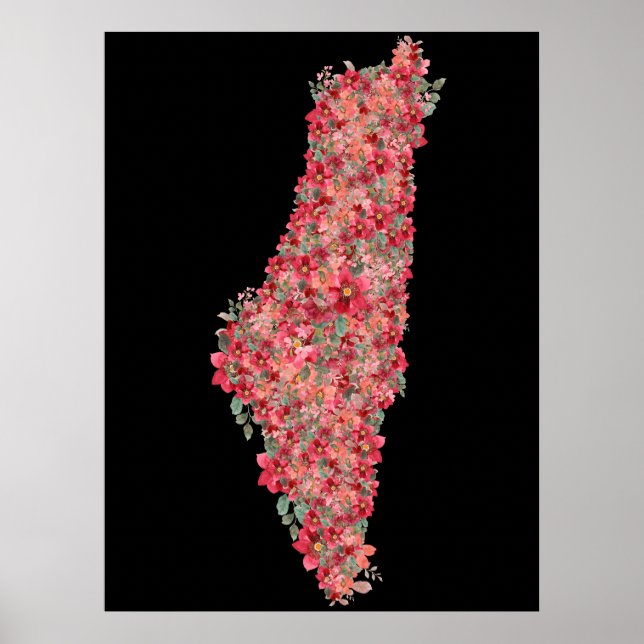 Poster Floral Palestine carte la liberté artistique pour  (Devant)