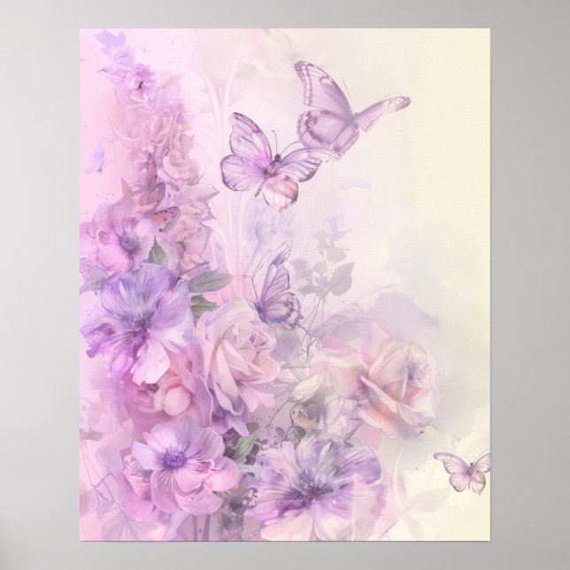 Poster Floral papillon (Devant)