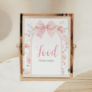 Poster Floral Pink Bow Baby in Bloom Baby shower Nourritu