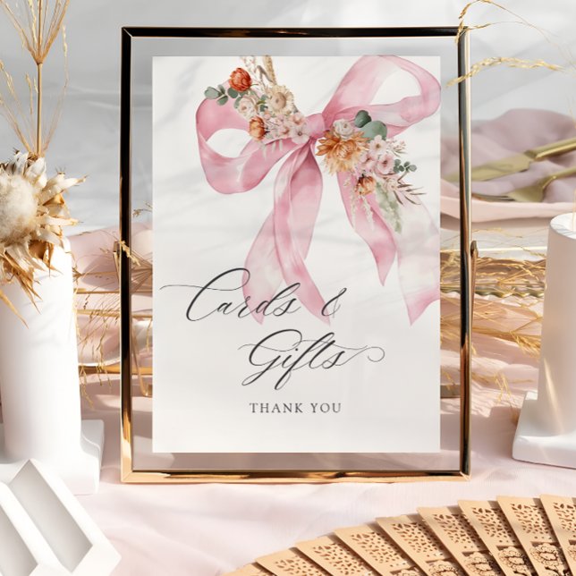 Poster Floral Pink Bow Baby in Bloom Cartes et cadeaux (Créateur téléchargé)