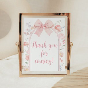 Poster Floral Pink Bow Baby in Bloom Merci pour venir