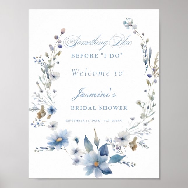 Poster Floral Quelque chose de bleu avant de faire Fête d (Devant)