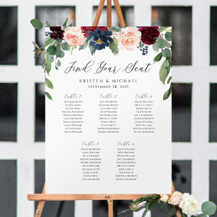 Poster Floral Rose Bourgogne Trouvez Votre Siège Carte