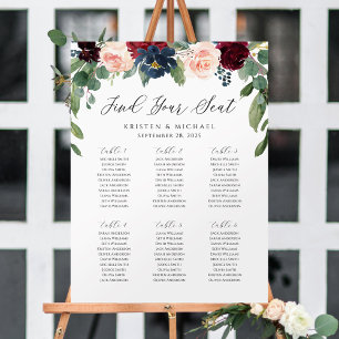 Poster Floral Rose Bourgogne Trouvez Votre Siège Carte