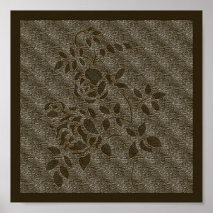 Poster floral Rose en crayon Brown