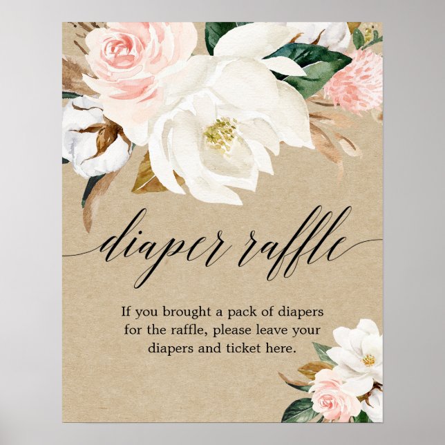 Poster Floral rose rousse rustique Diaper signe de tombol (Devant)