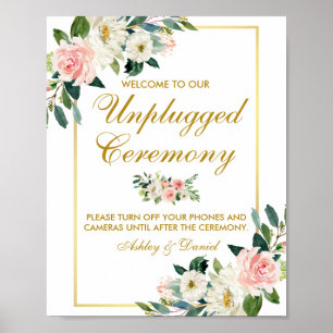 Poster Floral rose vierge Mariage or débranché