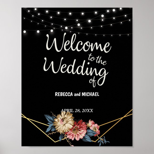Poster Floral Rustic Magnolia Mariage (Devant)