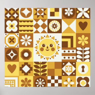 Poster Floral scandinave : Carte Vintage Abstraite.