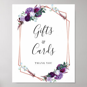 Poster Floral Script violet géométrique Mariage Cartes ca