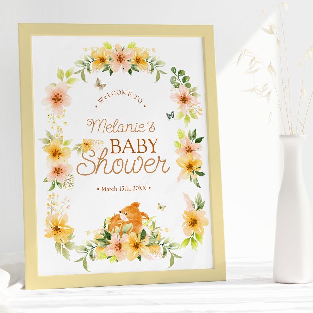 Poster Floral Storybook Fox Baby shower Bienvenue (Créateur téléchargé)