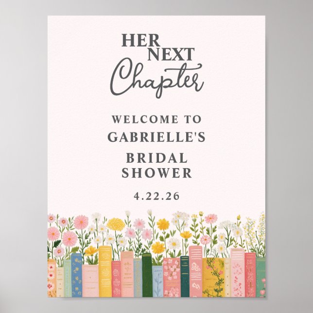 Poster Floral Storybook Sa Prochaine Fête des mariées Cha (Devant)