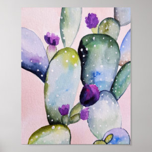 Poster Floral succulent de cactus d'aquarelle