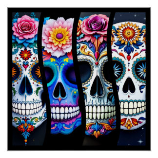 Poster Floral Sugar Skull 