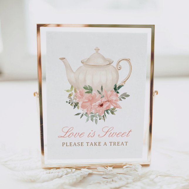 Poster Floral Tea Party Fête des mariées L'amour est doux (Créateur téléchargé)