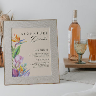 Poster Floral tropical coloré   Peach Signature Boissons