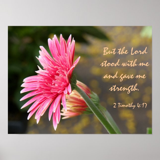 Poster floral, Verse biblique sur la force de Dieu (Devant)