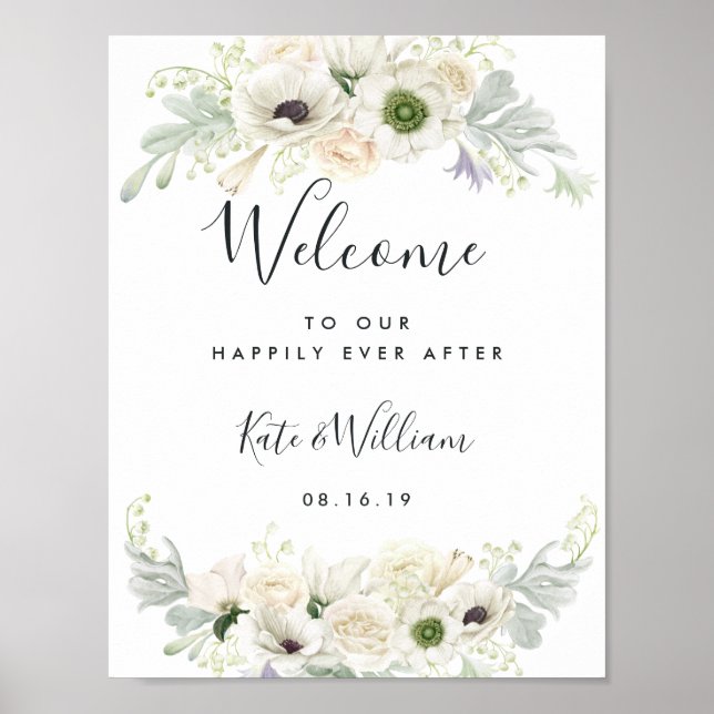 Poster Floral Vintage Blanc (Devant)