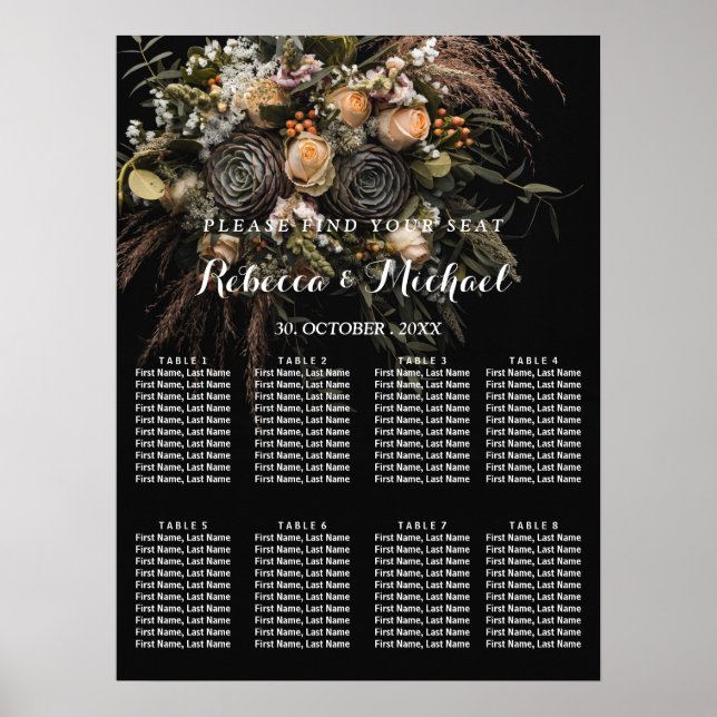 Poster Floral vintage foncé (Devant)
