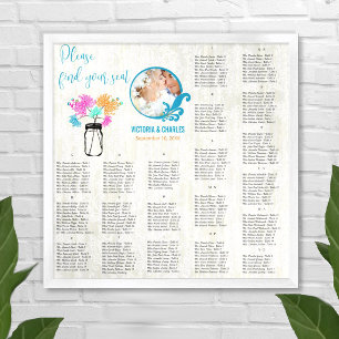 Poster Floral Vintage Rustique Boho Mason Jar Seing Chart
