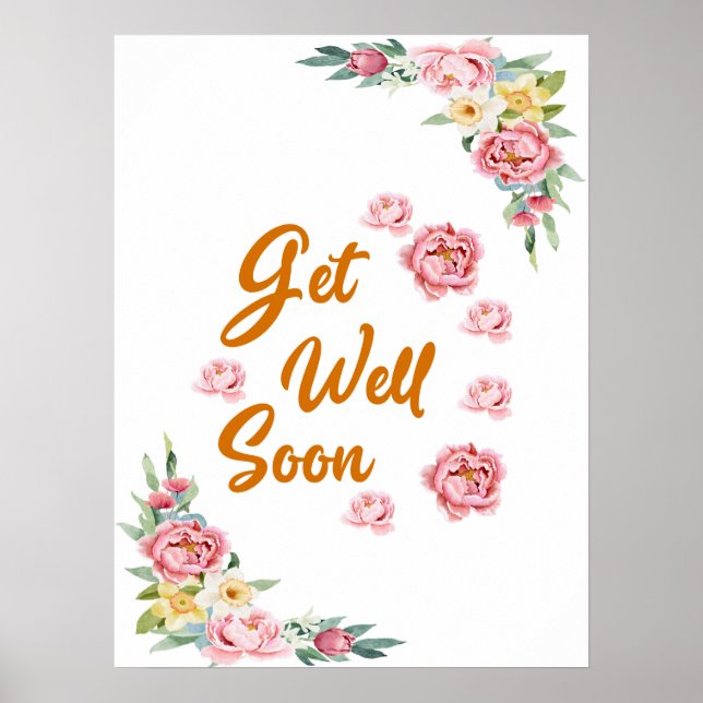 Poster Floral Watercolor S'améliorer bientôt (Devant)