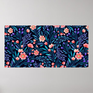 Poster Floral watercolor seamless pattern.