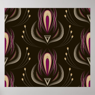 Poster Floral Wave Vintage Arrière - plan élégant