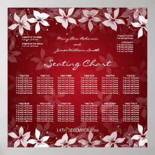 Poster Floral Wedding Seating Chart Exotic Blooms Red
