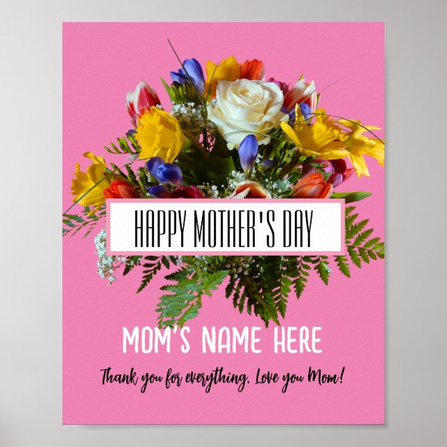 POSTER FLORALE TENDANTE JOYEUSE FÊTE DE MÈRE (Devant)