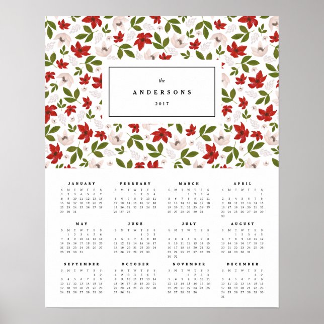 Poster Floraux festifs 16x20 Calendrier annuel 2017 (Devant)