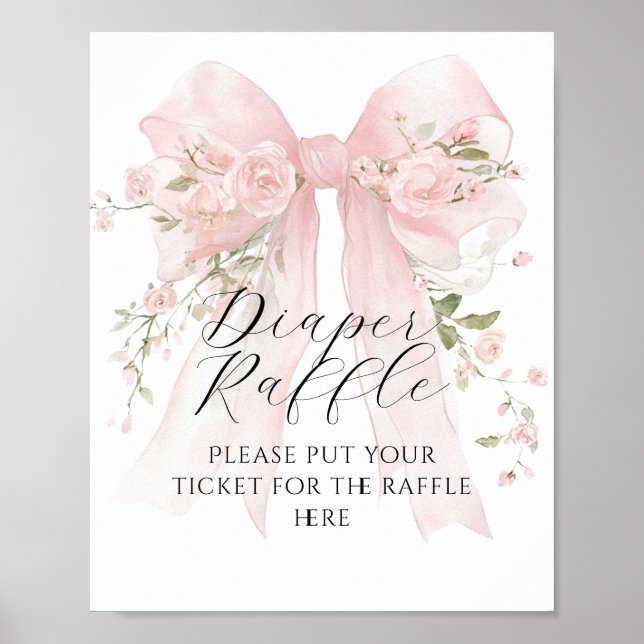 Poster Flore Bow Élégante Fleur Fille Baby shower couche (Devant)